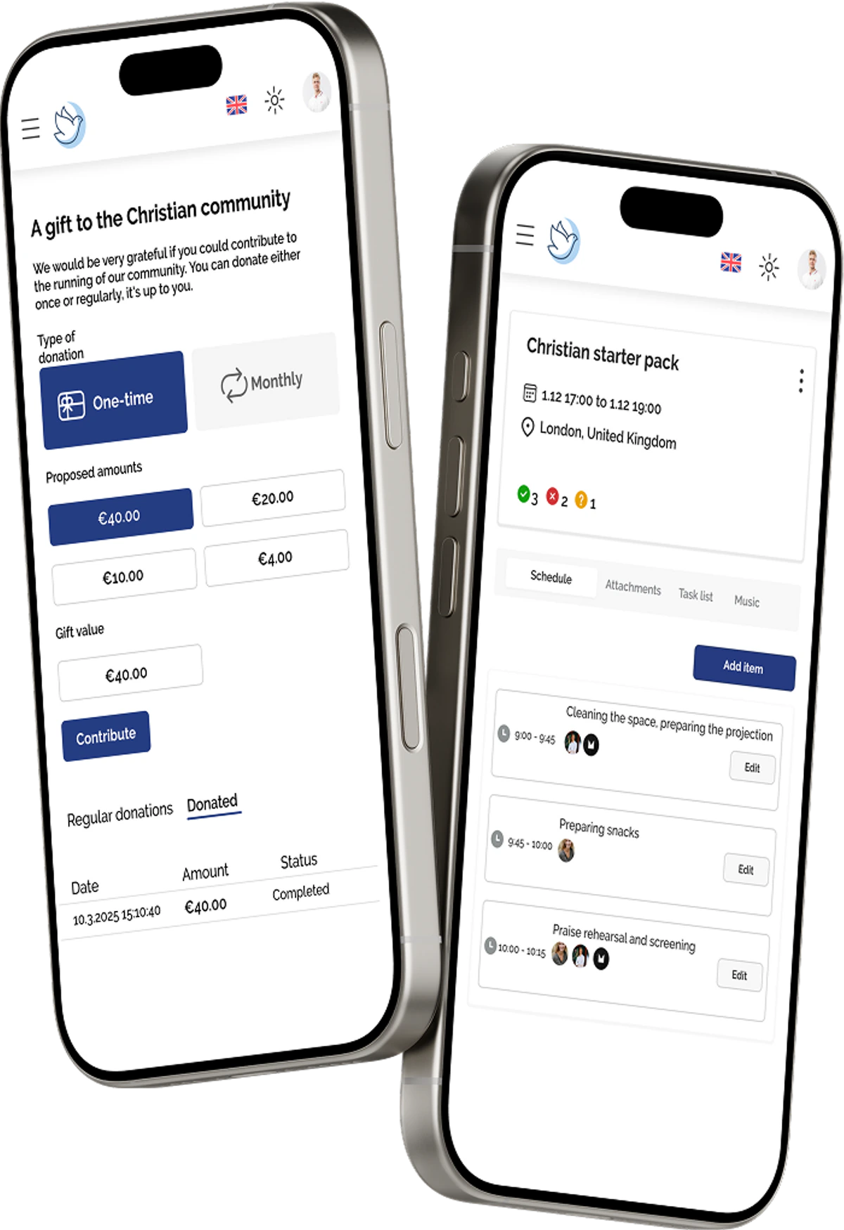 Believer app – donations